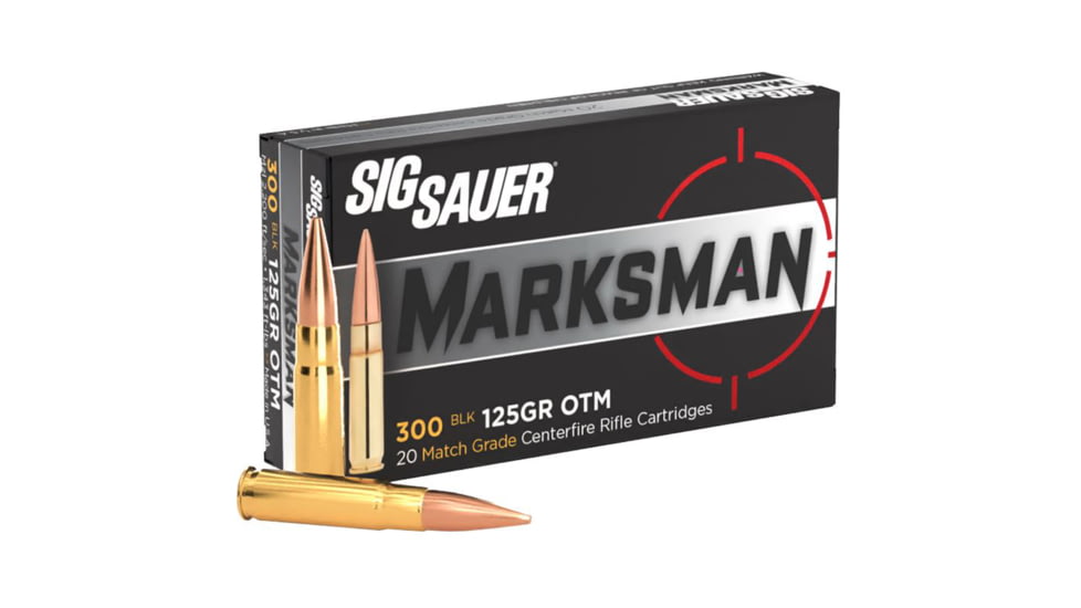 SIG SAUER 300 BLK 125 Grain Match Brass Cased Rifle Ammo, 20 Rounds, C300A1-20