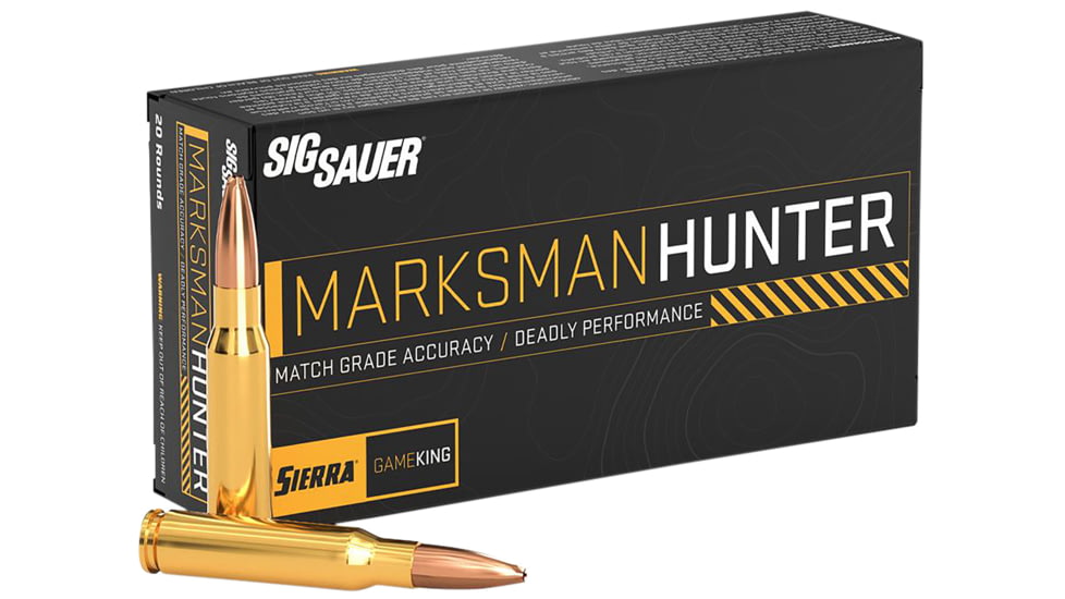 SIG SAUER Marksman Hunter 7mm Rem 160 Grain Sierra Gameking Brass Cased Centerfire Rifle Ammo, 20 Rounds, E7RMGK160-20