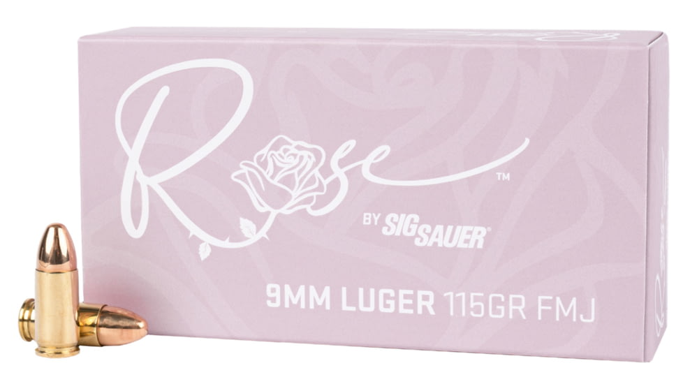 SIG SAUER Rose 9mm, 115 Grain, Full Metal Jacket, Pistol Ammo, E9MMB1ROSE50