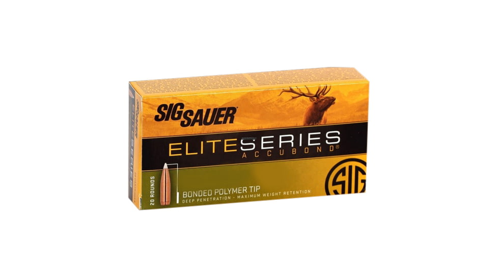 SIG SAUER Elite Accubond 7mm Remington Magnum 160 Grain Nosler Accubond Brass Cased Centerfire Rifle Ammo, 20 Rounds, E7RMAB16020