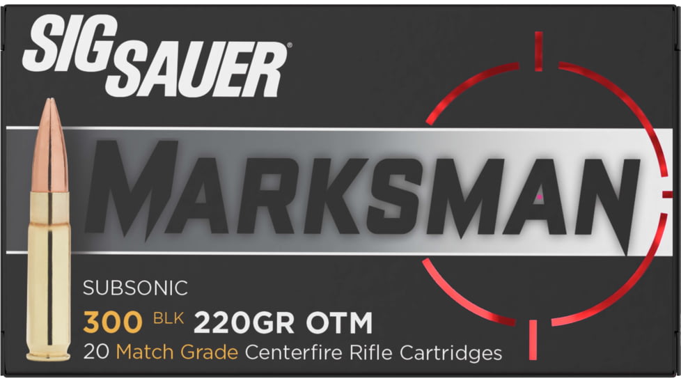 SIG SAUER Elite Match Grade .300 AAC Blackout 220 grain Open Tip Match Brass Cased Centerfire Rifle Ammo, 20 Rounds, E300A2-20