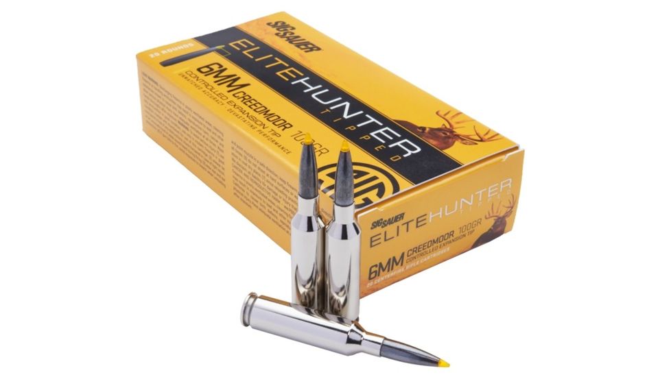 SIG SAUER SIG Hunting Rifle Ammo 6mm Creedmoor 100 grain Controlled Expansion Tip Brass Cased Centerfire Rifle Ammo, 20 Rounds, E6MMCTH2-20