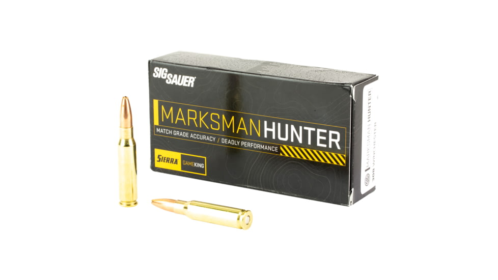 SIG SAUER Marksman Hunter .308 Win 165 Grain Sierra Gameking Brass Cased Centerfire Rifle Ammo, 20 Rounds, E308GK165-20