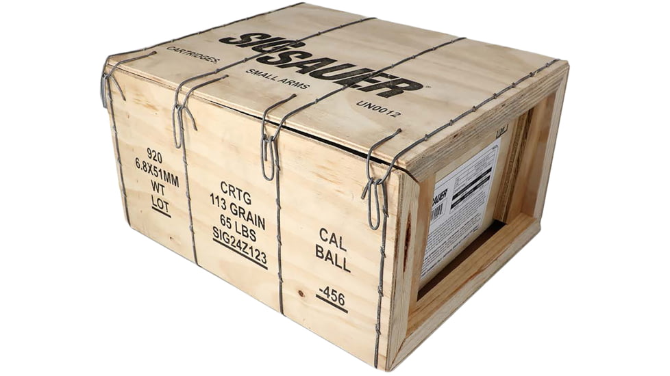 SIG SAUER Hybrid Ball Crate 6.8x51mm 113 Grain FMJ Brass Cased Centerfire Rifle Ammo, 920 Rounds, MH68MM113B-920