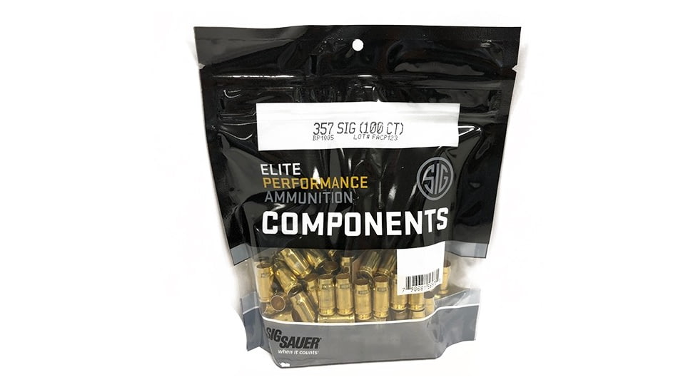 SIG SAUER Pistol Brass, .357 SIG, Non-Primed, 100 Brass/Bag, BP1005