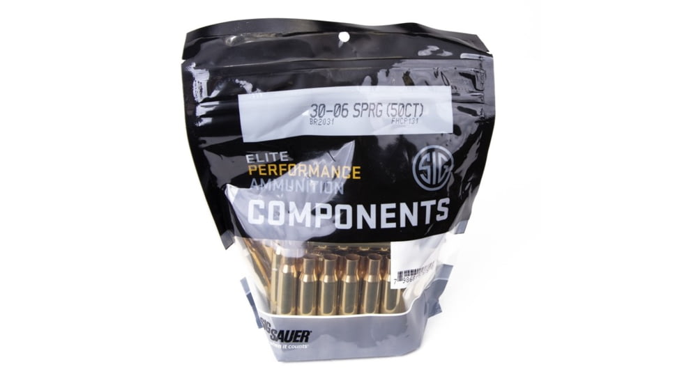 SIG SAUER Rifle Brass, .30-06 Springfield, Non-Primed, 50 Brass/Bag, BR2031