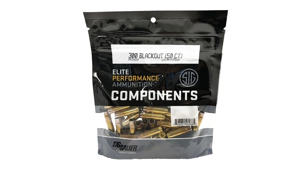 SIG SAUER Rifle Brass, .300 AAC Blackout, Non-Primed, 50 Brass/Bag, BR2029