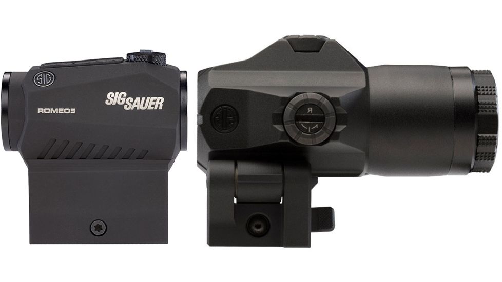 Sig Romeo 5 Red Dot Sight, 2 MOA Red Dot, M1913, Black, Juliet3 3x Magnifier, Black, Medium, SORJ53101