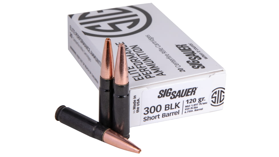 SIG SAUER SBR Solid Copper .300 AAC Blackout 120 grain Hunting Tipped Brass Cased Centerfire Rifle Ammo, 20 Rounds, E300H1-SBR-20