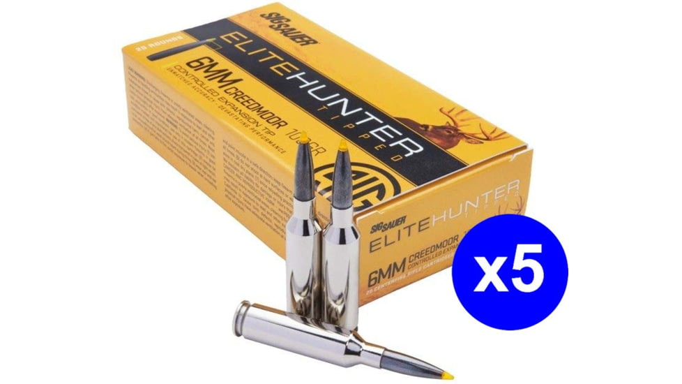 SIG SAUER SIG Hunting Rifle Ammo 6mm Creedmoor 100 grain Controlled Expansion Tip Brass Cased Centerfire Rifle Ammo