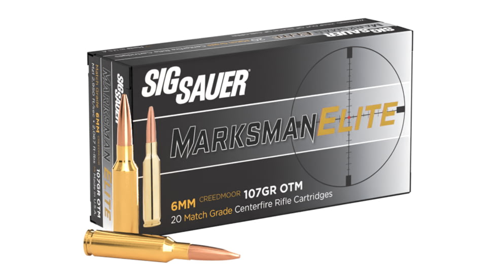 SIG SAUER SIG Match Grade Rifle Ammo 6mm Creedmoor 107 grain Open Tip Match Brass Cased Centerfire Rifle Ammo, 200 Round