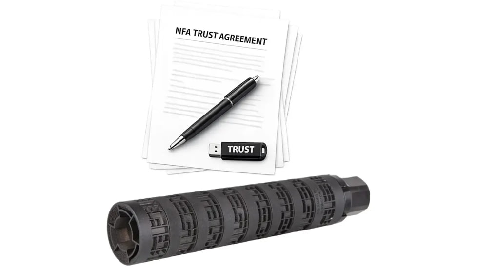 SIG SAUER MODX-9 9mm Luger Suppressor, 1.35x7.5 in, Black, w/ NFA Trust Registration, 100000230302-KIT1,
