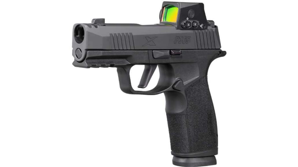 SIG SAUER P365X Macro Comp Semi Auto Pistol, 9mm Luger, 3.1 in Barrel, ROMEO-X COMPACT w/ XRAY3 Day/Night Sights, Polymer Black Frame, Polymer Grip, 2-Mag, 17 Round Capacity, 365XCA-9-COMP-RXX