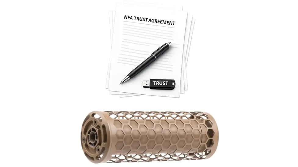 SIG SAUER SLX Commercial w/Heat Shield INC 5.56x45mm NATO Suppressor, 2.5x7.31in, FDE, w/ NFA Trust Registration, 100000231886-KIT1