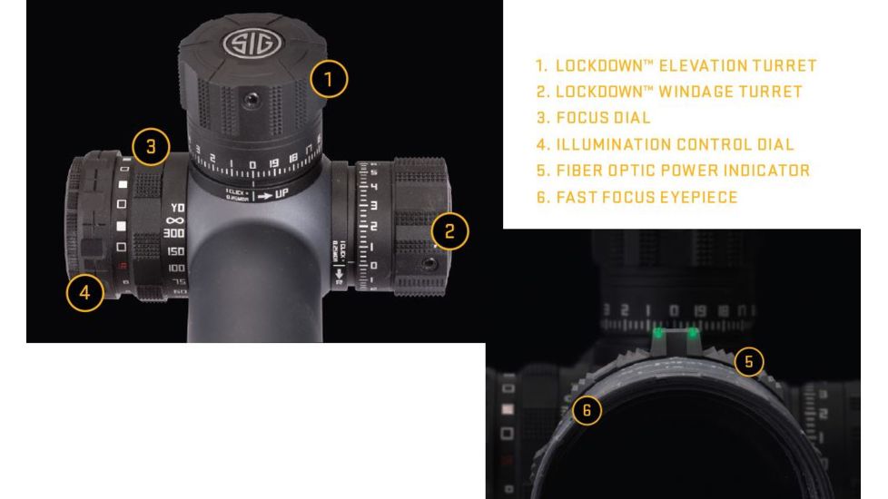 SIG SAUER Tango6 5-30x56 34mm Tube Tactical Rifle Scope w/Illuminated Glass Reticle, 0.25 MOA Adjustments, Graphite SOT65001