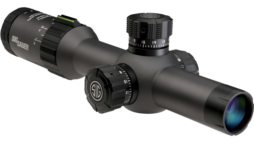 SIG SAUER Tango4 5.56mm/7.62mm 1-4x24 30mm Tube Tactical Rifle Scope w/Illuminated Horseshoe Dot Glass Reticle, Graphite SOT41001
