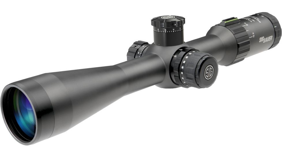 SIG SAUER Tango4 3-12x42 30mm Tube Tactical Rifle Scope w/Illuminated Horseshoe Dot Glass Reticle, 0.2 MRAD Adjustments, Graphite SOT43002