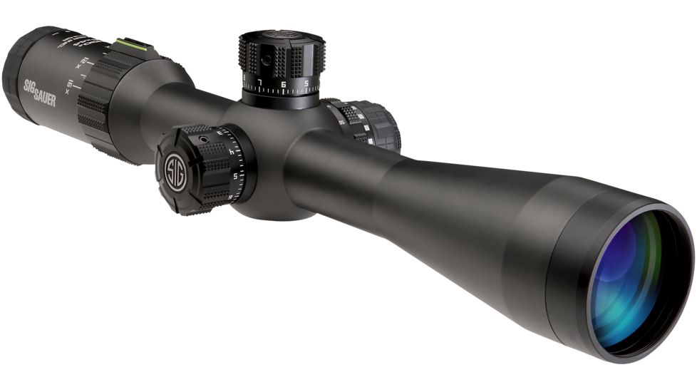 SIG SAUER Tango4 3-12x42 30mm Tube Tactical Rifle Scope w/Illuminated Horseshoe Dot Glass Reticle, 0.2 MRAD Adjustments, Graphite SOT43002