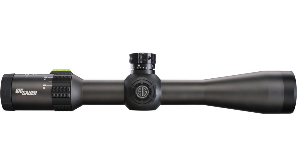 SIG SAUER Tango4 3-12x42 30mm Tube Tactical Rifle Scope w/Illuminated Horseshoe Dot Glass Reticle, 0.2 MRAD Adjustments, Graphite SOT43002