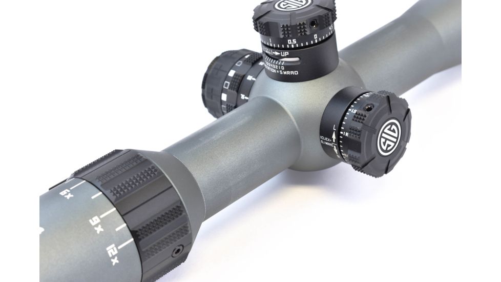 SIG SAUER Tango4 3-12x42 30mm Tube Tactical Rifle Scope w/Illuminated Glass Reticle, 0.1 MRAD Adjustments, Graphite SOT43004