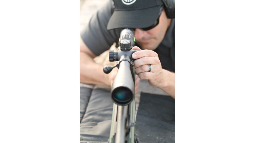 SIG SAUER Tango4 3-12x42 30mm Tube Tactical Rifle Scope w/Illuminated Horseshoe Dot Glass Reticle, 0.2 MRAD Adjustments, Graphite SOT43002
