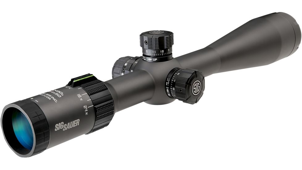 SIG SAUER Tango4 6-24x50 30mm Tube Tactical Rifle Scope w/Illuminated Glass Reticle, 0.25 MOA Adjustments, Graphite SOT46001