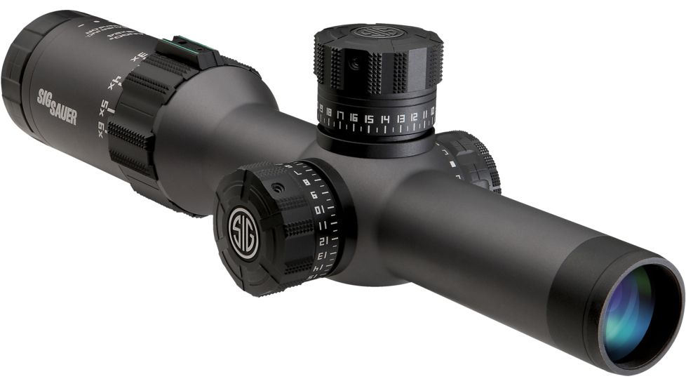 SIG SAUER Tango6 5.56mm/7.62mm 1-6x24 30mm Tube Tactical Rifle Scope w/Illuminated Horseshoe Dot Glass Reticle, Graphite SOT61001