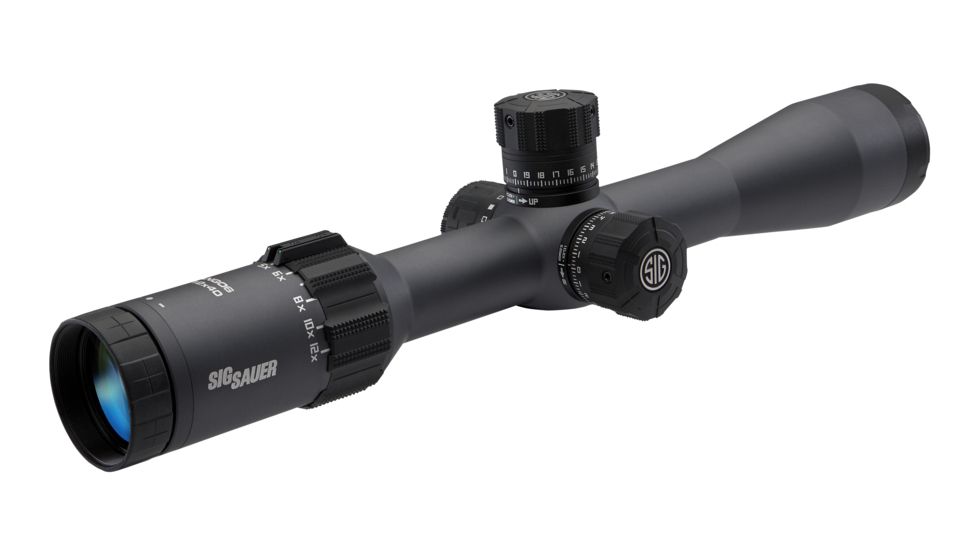 SIG SAUER Tango6 30mm Tube Tactical 2-12x40mm Rifle Scope w/MOA Milling Illuminated Glass Reticle, 0.25 MOA Adjustments, Graphite SOT62001