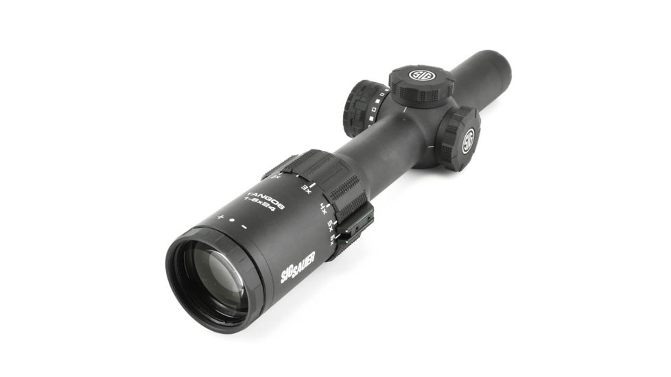 SIG SAUER Tango6 Rifle Scope, 1-6X24mm, 30mm, FFP, 300 Blackout Horseshoe Dot Illuminated Reticle, Black, SOT61112
