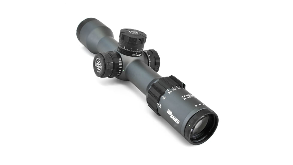 SIG SAUER Tango6 Rifle Scope, 3-18X44mm, 34mm, FFP, MRAD Milling Illuminated Reticle, Levelplex, Side Focus, Graphite, SOT63012