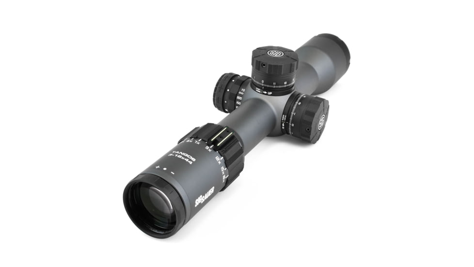 SIG SAUER Tango6 Rifle Scope, 3-18X44mm, 34mm, FFP, MRAD Milling Illuminated Reticle, Levelplex, Side Focus, Graphite, SOT63012