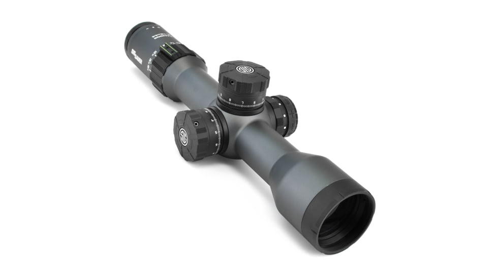 SIG SAUER Tango6 Rifle Scope, 3-18X44mm, 34mm, FFP, MRAD Milling Illuminated Reticle, Levelplex, Side Focus, Graphite, SOT63012