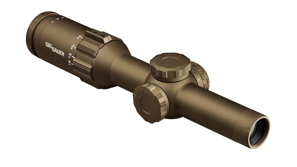 SIG SAUER Tango6T 1-6X24 Rifle Scope, 30mm Tube, Second Focal Plane, FL-6 Illumination Reticle, 0.2 MRAD, Capped Turret w/ 1.535 ALPHA 4, FDE, SOT61SVPS
