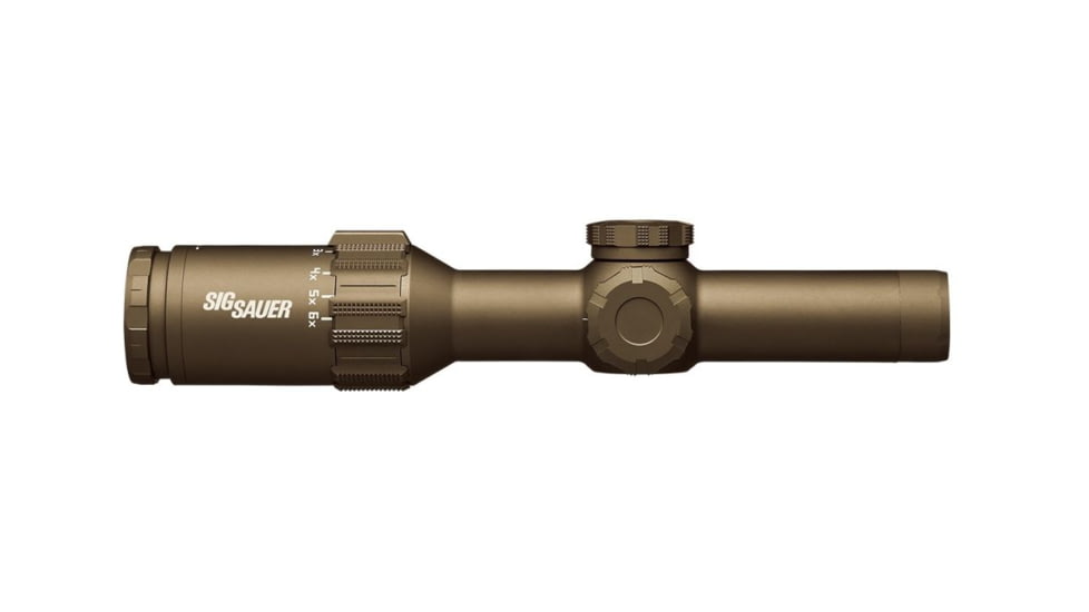 SIG SAUER TANGO6T Rifle Scope, 1-6x24mm, 30 mm Tube, SFP, FL-6 Hellfire Illuminated Reticle, Flat Dark Earth, SOT61230