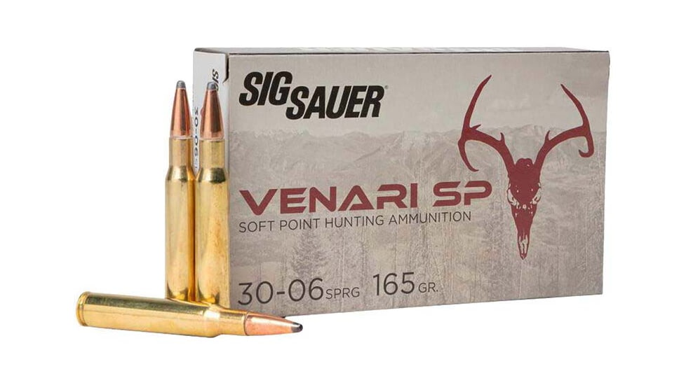 SIG SAUER Venari 30-06 Springfield 165 Grain Soft Point Brass Cased Rifle Ammo, 20 Rounds, V3006SP165-20