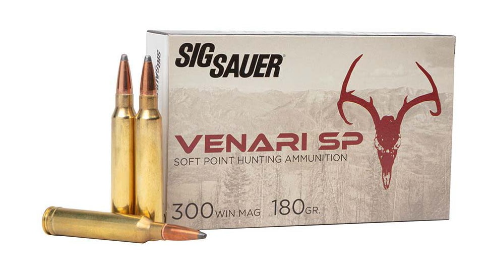 SIG SAUER Venari .300 Winchester 180 Grain Soft Point Brass Cased Rifle Ammo, 20 Rounds, V300WMSP180-20