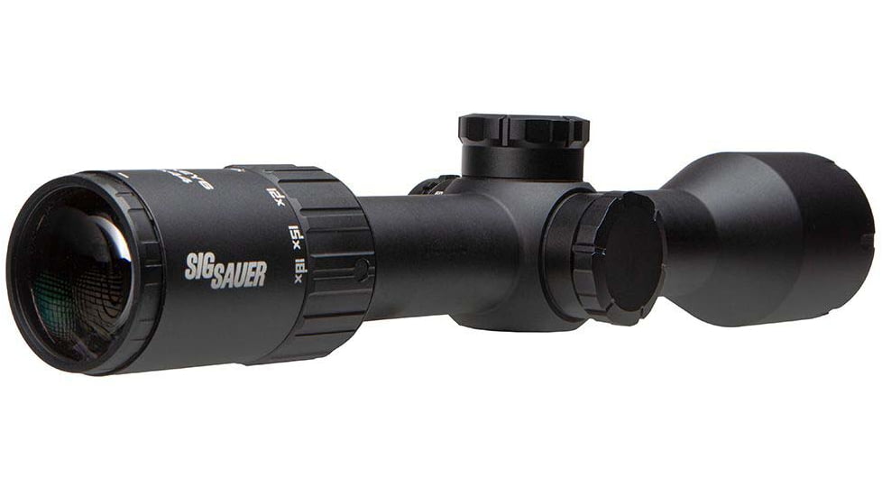 SIG SAUER Whiskey6 Rifle Scope, 3-18x44mm, 30mm Tube, Second Focal Plane, MOA Milling Hunter Reticle, Capped Turret, Black, SOW63111