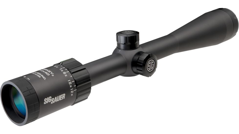 SIG SAUER Whiskey3 4-12x40mm 1in Tube Hunting Rifle Scope w/HellFire QuadPlex Reticle, Illum, Graphite SOW34005