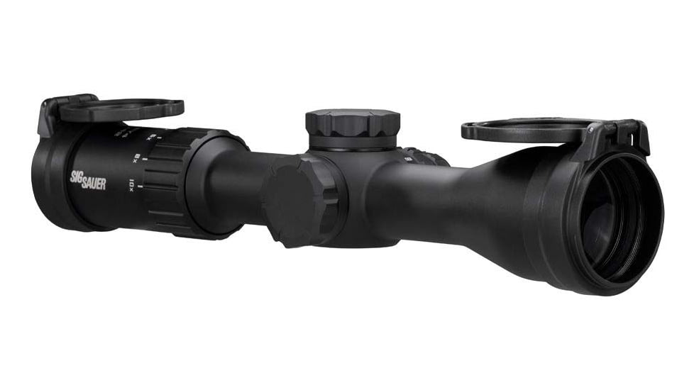 SIG SAUER Whiskey4 2.5-10x42mm Rifle Scope, 30mm Tube, Second Focal Plane, Hellfire Quadplex Illuminated Reticle, Black, SOW42004
