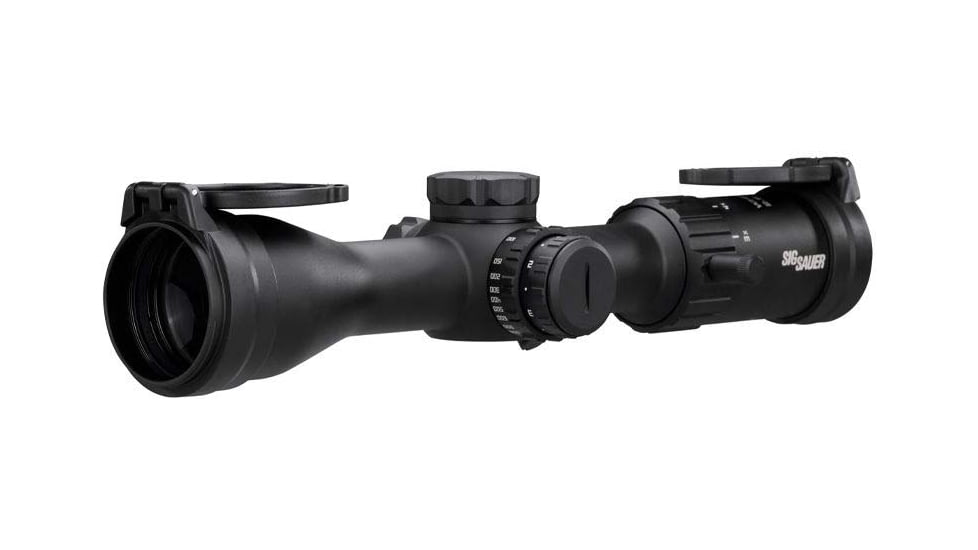 SIG SAUER Whiskey4 2.5-10x42mm Rifle Scope, 30mm Tube, Second Focal Plane, Hellfire Quadplex Illuminated Reticle, Black, SOW42004