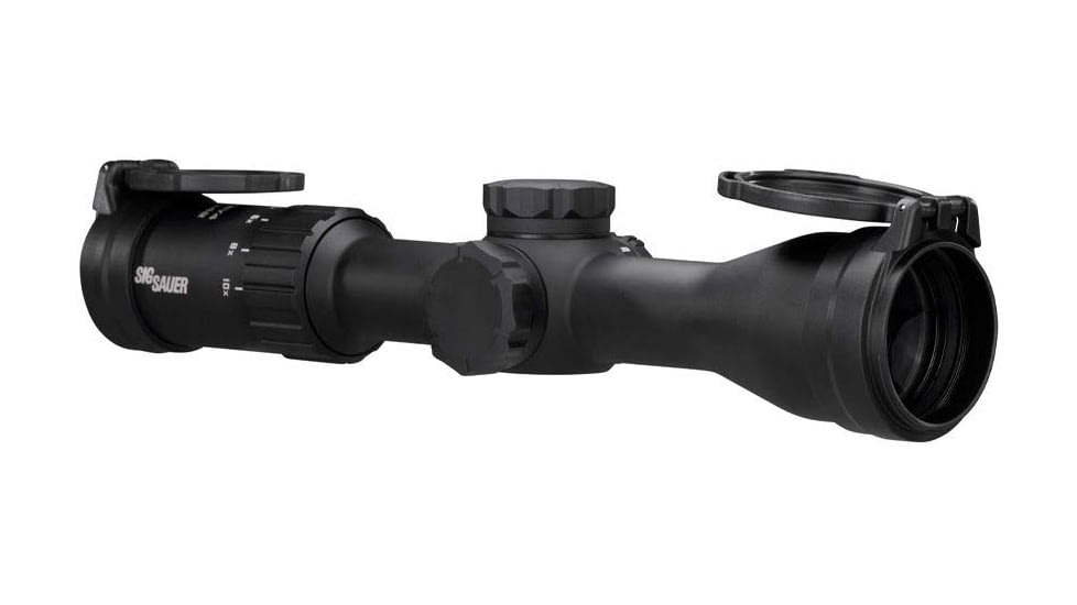 SIG SAUER Whiskey4 2.5-10x42mm Rifle Scope, 30mm Tube, Second Focal Plane, Quadplex Reticle, Black, SOW42003