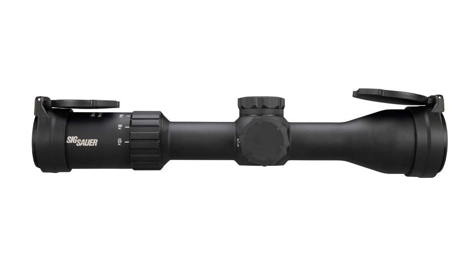 SIG SAUER Whiskey4 2.5-10x42mm Rifle Scope, 30mm Tube, Second Focal Plane, Quadplex Reticle, Black, SOW42003
