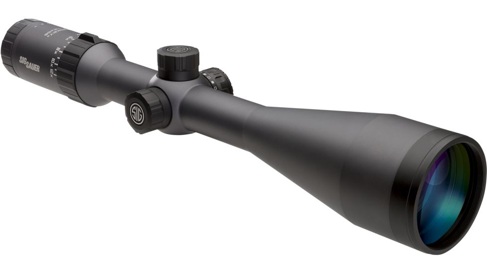 SIG SAUER Whiskey5 2.4-12x56 30mm Tube Hunting Rifle Scope w/Illuminated Fiber Dot Reticle, Graphite SOW52005