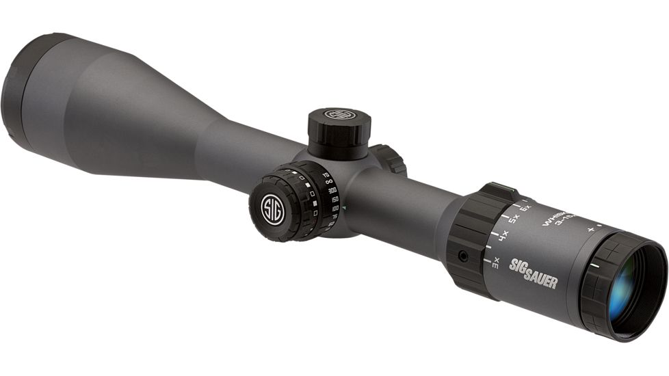 SIG SAUER Whiskey5 3-15x52 30mm Tube Hunting Rifle Scope w/Illuminated Fiber Dot Reticle, 1.0 cm Adjustments, Graphite SOW53004