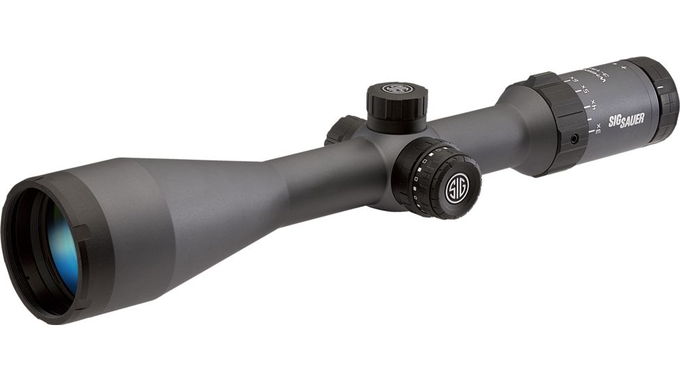 SIG SAUER Whiskey5 3-15x52 30mm Tube Hunting Rifle Scope w/Illuminated Fiber Dot Reticle, 1.0 cm Adjustments, Graphite SOW53004