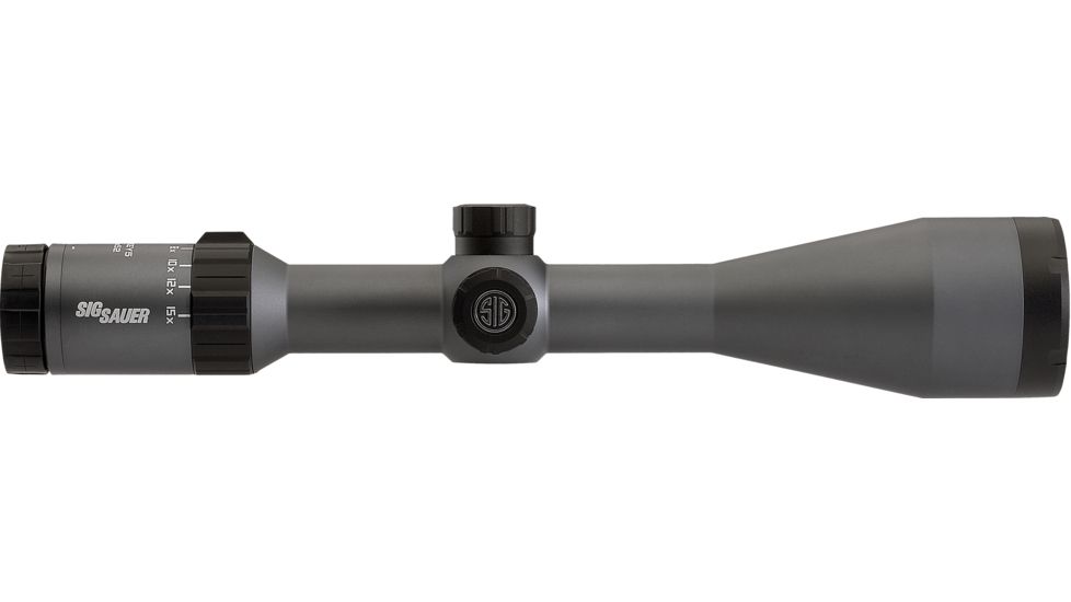SIG SAUER Whiskey5 3-15x52 30mm Tube Hunting Rifle Scope w/Illuminated Fiber Dot Reticle, 1.0 cm Adjustments, Graphite SOW53004