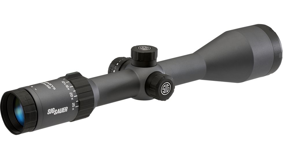 SIG SAUER Whiskey5 5-25x52 30mm Tube Hunting Rifle Scope w/Illuminated Fiber Dot Reticle, 1.0 cm Adjustments, Graphite SOW55002