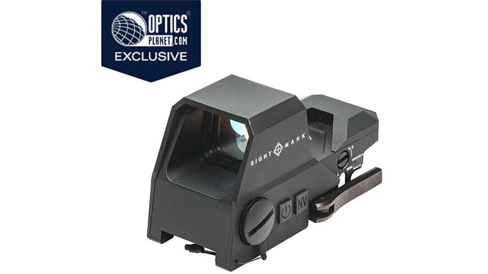 SightMark Ultra Shot Open 1x 33x24mm Reflex Red Dot Sight (A-Spec), 5 MOA dot, 3 MOA dot with 50 MOA circle, 3 MOA dot with 50 MOA crosshair, 3 MOA dot with 30 MOA circle/crosshair (subtensions total 50 MOA) Black, SM26032