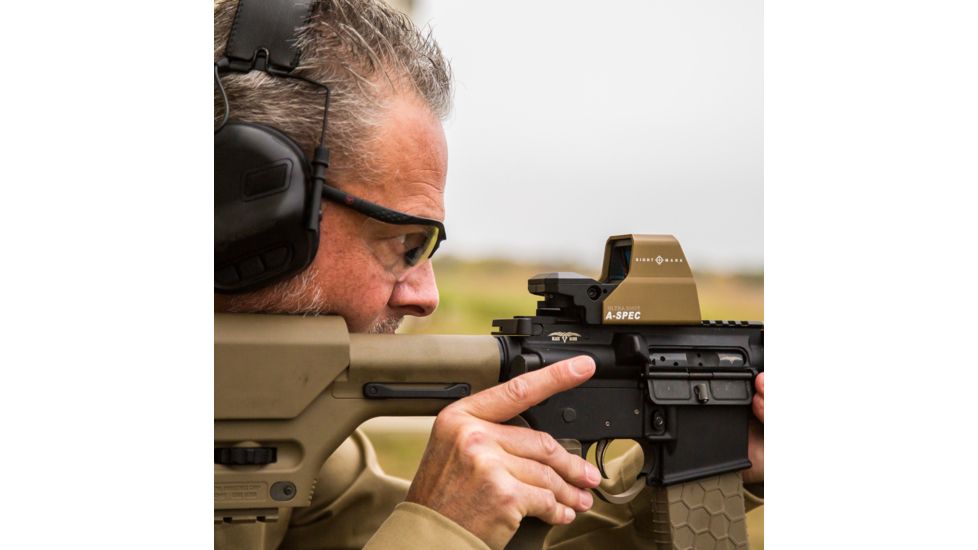 SightMark Ultra Shot Open 1x 33x24mm Reflex Red Dot Sight (A-Spec), 5 MOA dot, 3 MOA dot with 50 MOA circle, 3 MOA dot with 50 MOA crosshair, 3 MOA dot with 30 MOA circle/crosshair (subtensions total 50 MOA) Dark Earth, SM26032DE