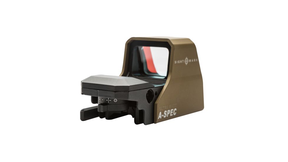 SightMark Ultra Shot Open 1x 33x24mm Reflex Red Dot Sight (A-Spec), 5 MOA dot, 3 MOA dot with 50 MOA circle, 3 MOA dot with 50 MOA crosshair, 3 MOA dot with 30 MOA circle/crosshair (subtensions total 50 MOA) Dark Earth, SM26032DE